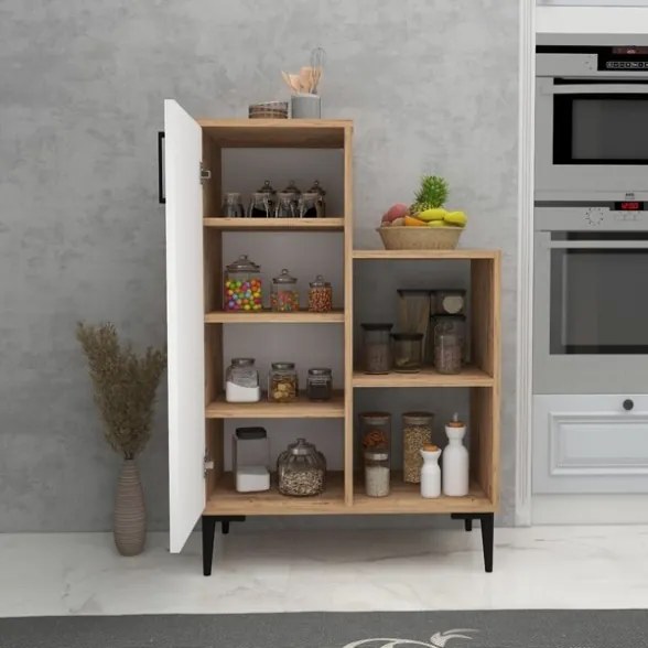 Mobile Da Cucina Multiuso Con Anta E Vani A Giorno Tea Rovere E Bianco