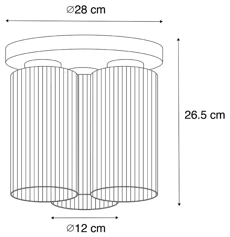 Plafoniera Art Déco dorata con vetro 3 luci - Laura