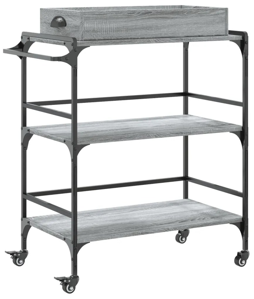 Carrello cucina grigio sonoma 81,5x41x92,5 cm legno multistrato