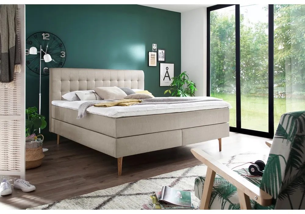 Letto boxspring beige 160x200 cm Massello – Meise Möbel