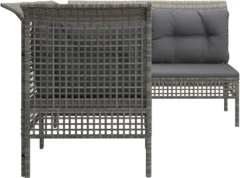 Set Divani da Giardino 4 pz con Cuscini in Polyrattan Grigio
