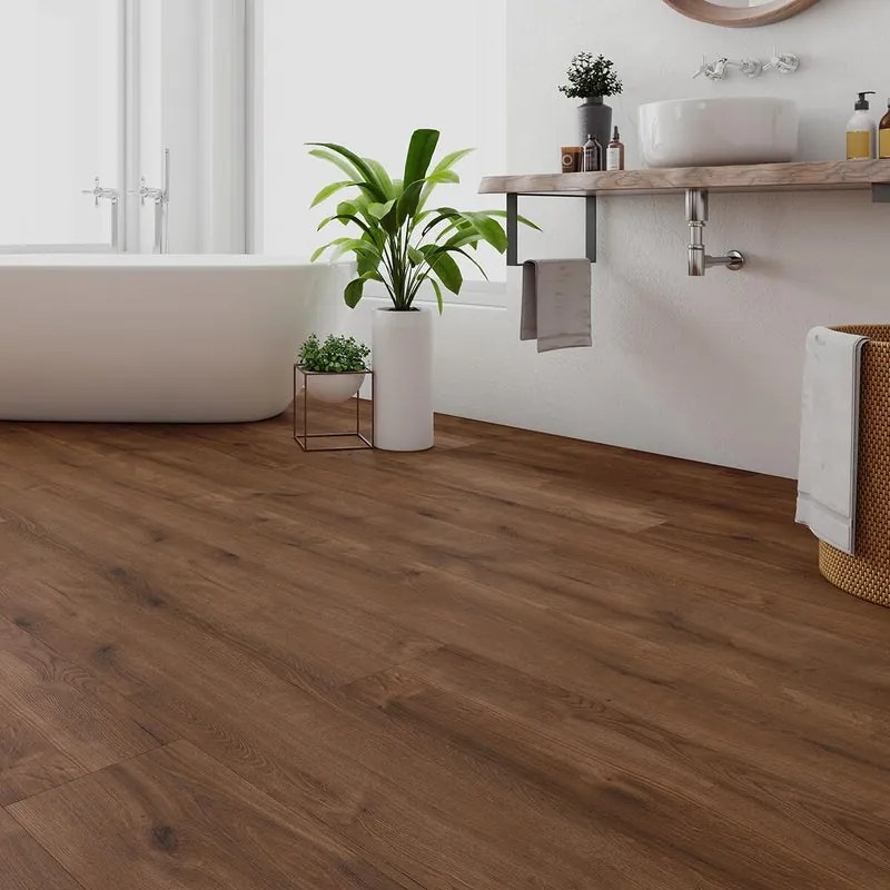 Pavimento laminato passaggio intenso ARTENS H20 Grandis noce scuro resistente all'acqua 72 ore, 3.019 m²