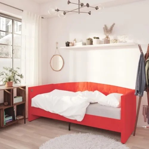 Dormeuse con Materasso USB Rosso Vino in Velluto 90x200 cm