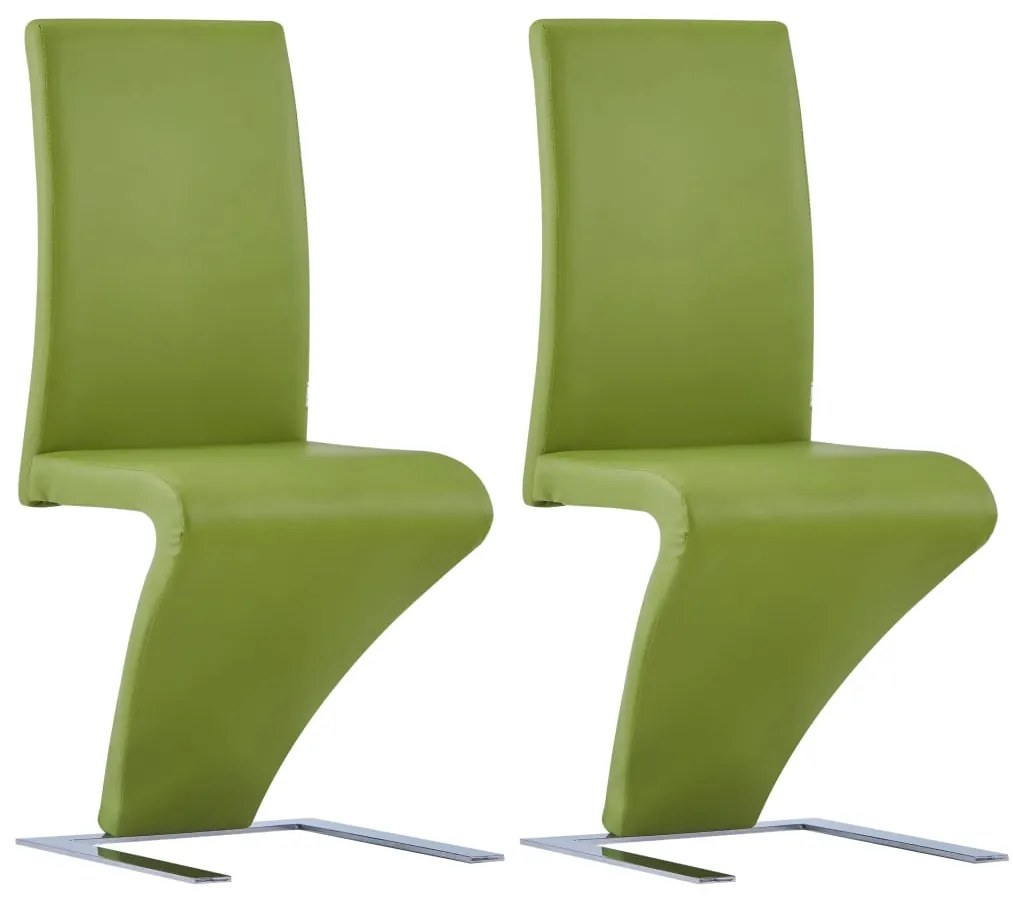 Sedie Da Pranzo Con Struttura A Zigzag 2 Pz Verdi İn Similpelle /
