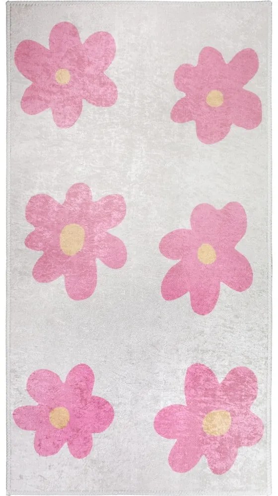Tappeto per bambini rosa e avorio lavabile 60x100 cm Cute Flowers Pink – Vitaus