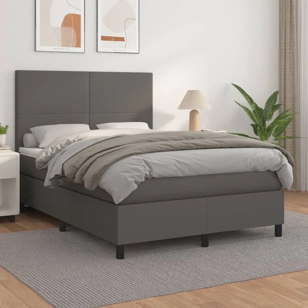Giroletto A Molle Con Materasso Grigio 140x190 Cm İn Similpelle /