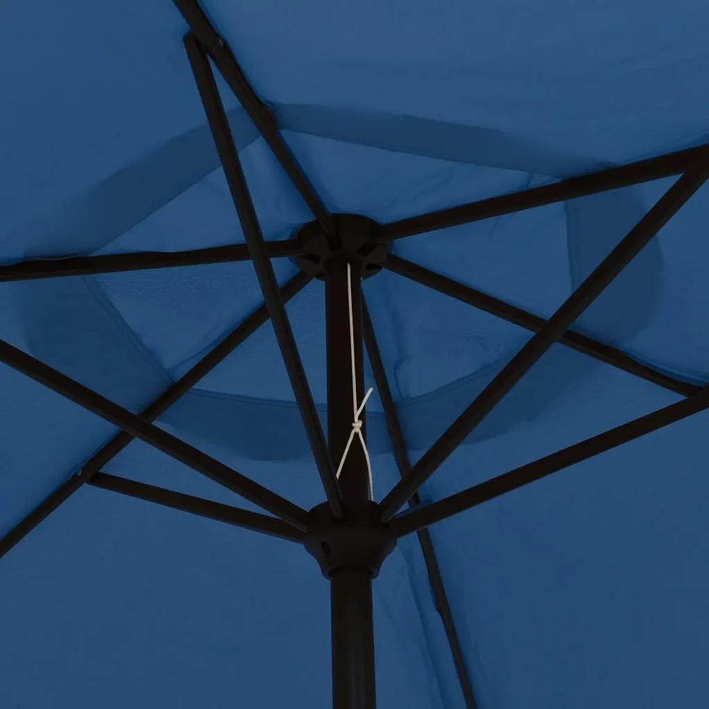 Ombrellone da Esterni con LED e Palo in Acciaio 300 cm Azzurro
