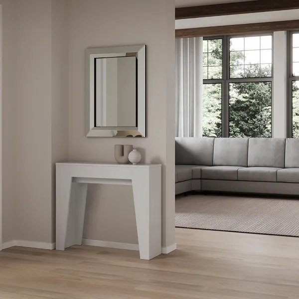 Consolle allungabile fino a 181 cm in nobilitato Bianco Frassino - NARROW 90x25 cm