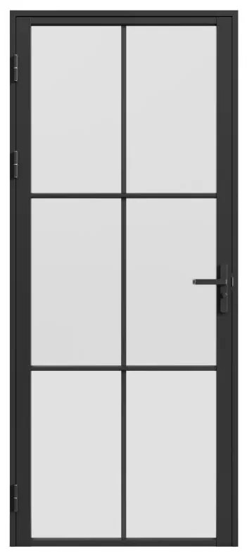 Blocco porta reversibile H204 x L73 cm in Alluminio e Vetro smerigliato Nero - SEROTO