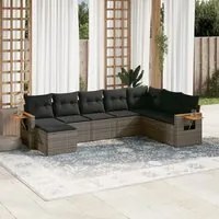 Set Divano da Giardino 8 pz con Cuscini Grigio in Polyrattan 3227089