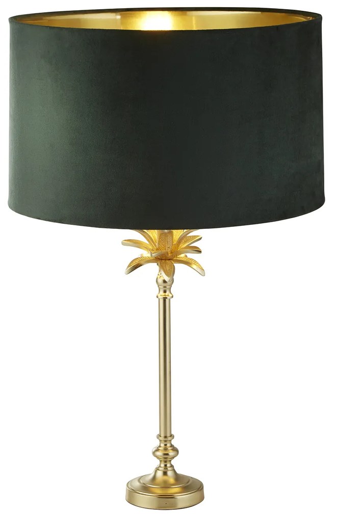 Lampada Da Scrivania Contemporanea Palma Ottone Velluto Verde 1 Luce E27