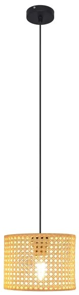 Lampadario a sospensione con filo ALBA 1xE27/15W/230V diametro 20 cm rattan/nero