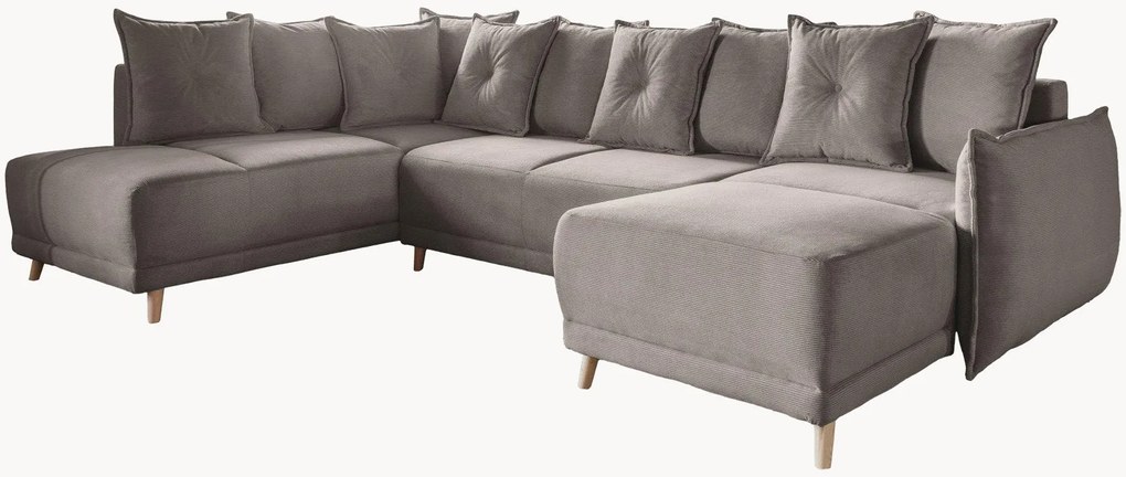 Divano angolare panoramico 8 posti in velluto a coste con contenitore Lazy Lukka