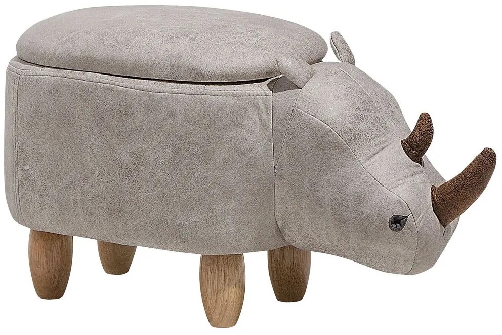 Pouf in tessuto similpelle grigio chiaro RHINO Beliani