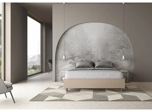 Letto matrimoniale con rete imbottito 160x190 similpelle tortora Azelia