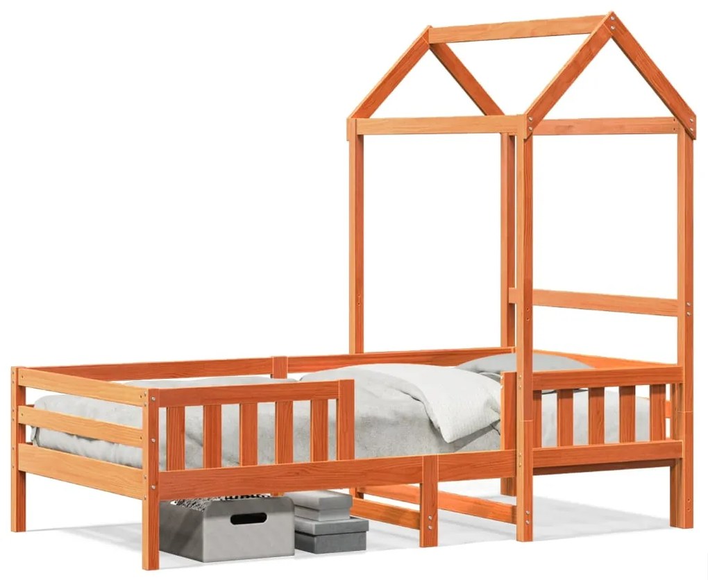 Giroletto Con Tetto Marrone Cera 75x190 Cm İn Legno Di Pino /