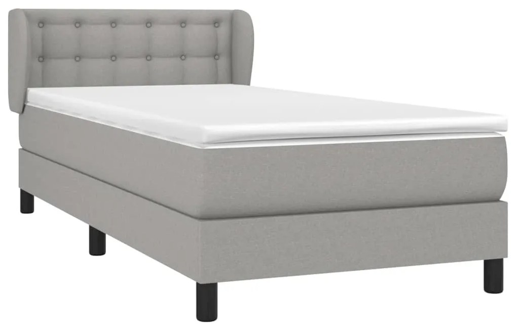 Giroletto a molle con materasso grigio chiaro 90x200 cm tessuto