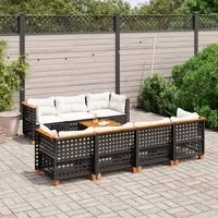 Set Divani da Giardino con Cuscini 8 pz Nero in Polyrattan 3261752