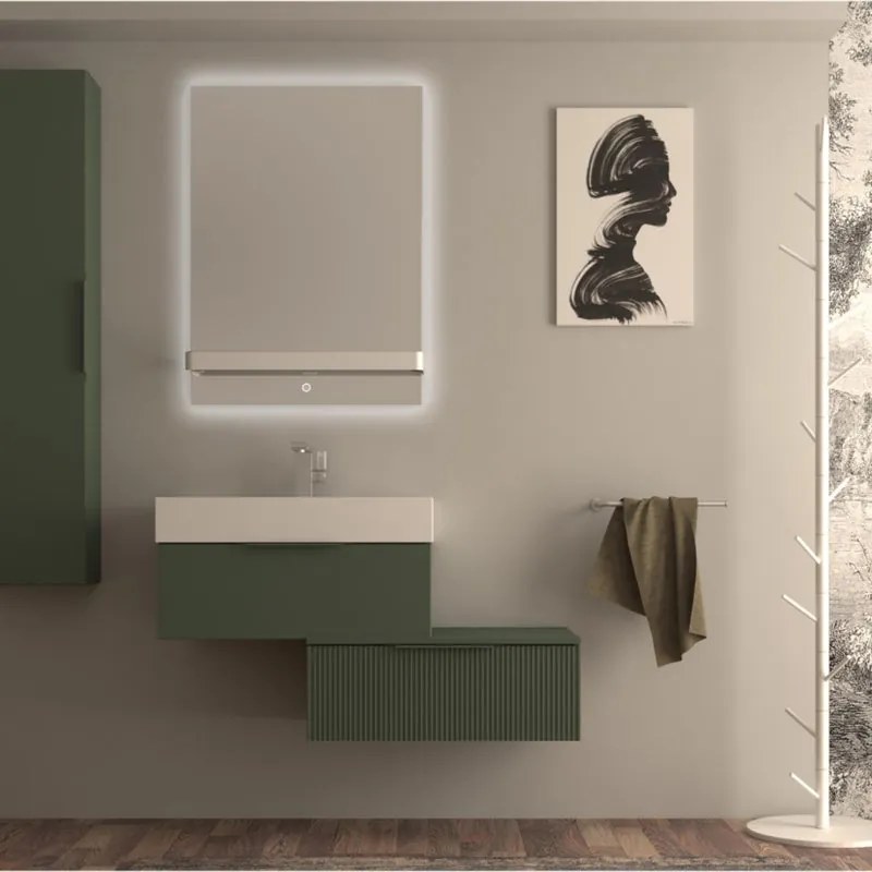 Cassetti in truciolare Modula BADEN HAUS L 70 x L 45 cm verde opaco frontale liscio
