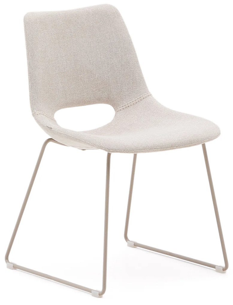 Kave Home - Sedia Zahara beige e gambe in acciaio finitura beige