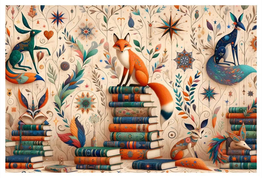 Quadro su tela – Volpi in biblioteca