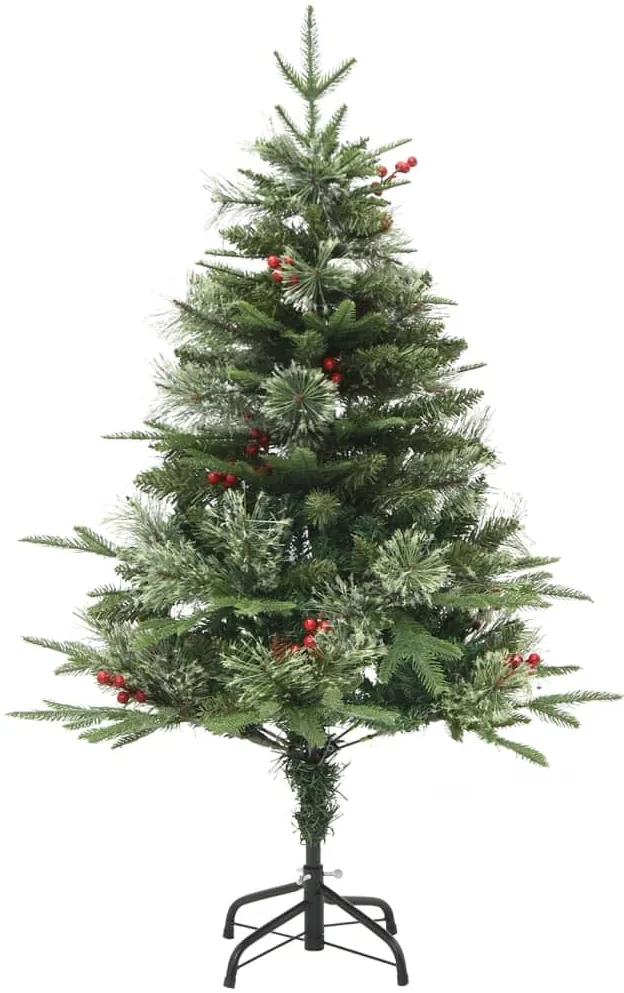 Albero di Natale Preilluminato con Pigne Verde 150 cm PVC e PE