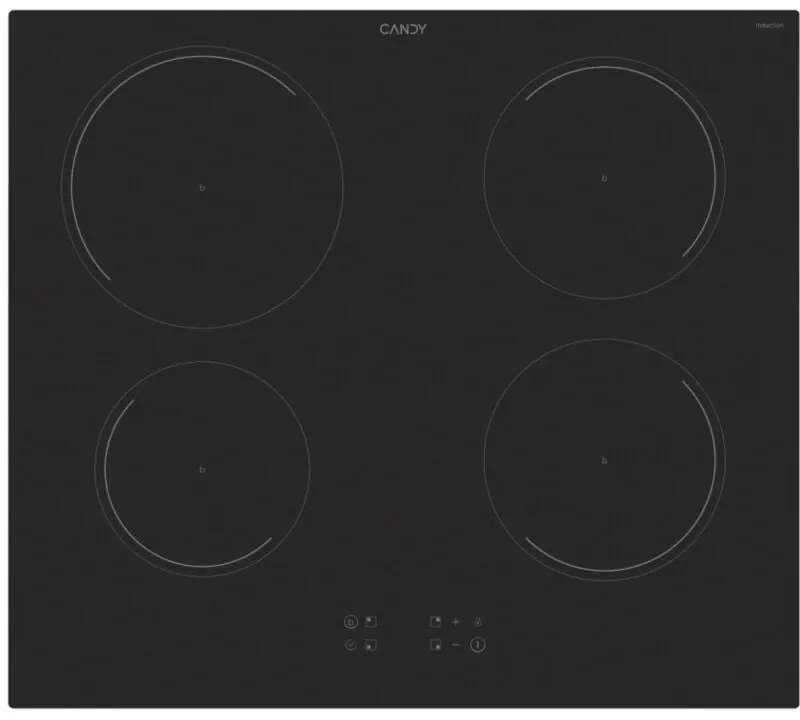Candy CI642C-E1 Idea - Piano cottura induzione, 59 cm, 4 zone, funzione Booster, Power Management, controlli touch, Nero