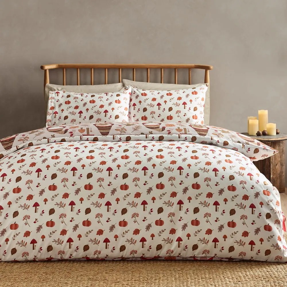 Set copripiumino e federa arancione e marrone per letto singolo 135x200 cm Woodland Gonks – Catherine Lansfield