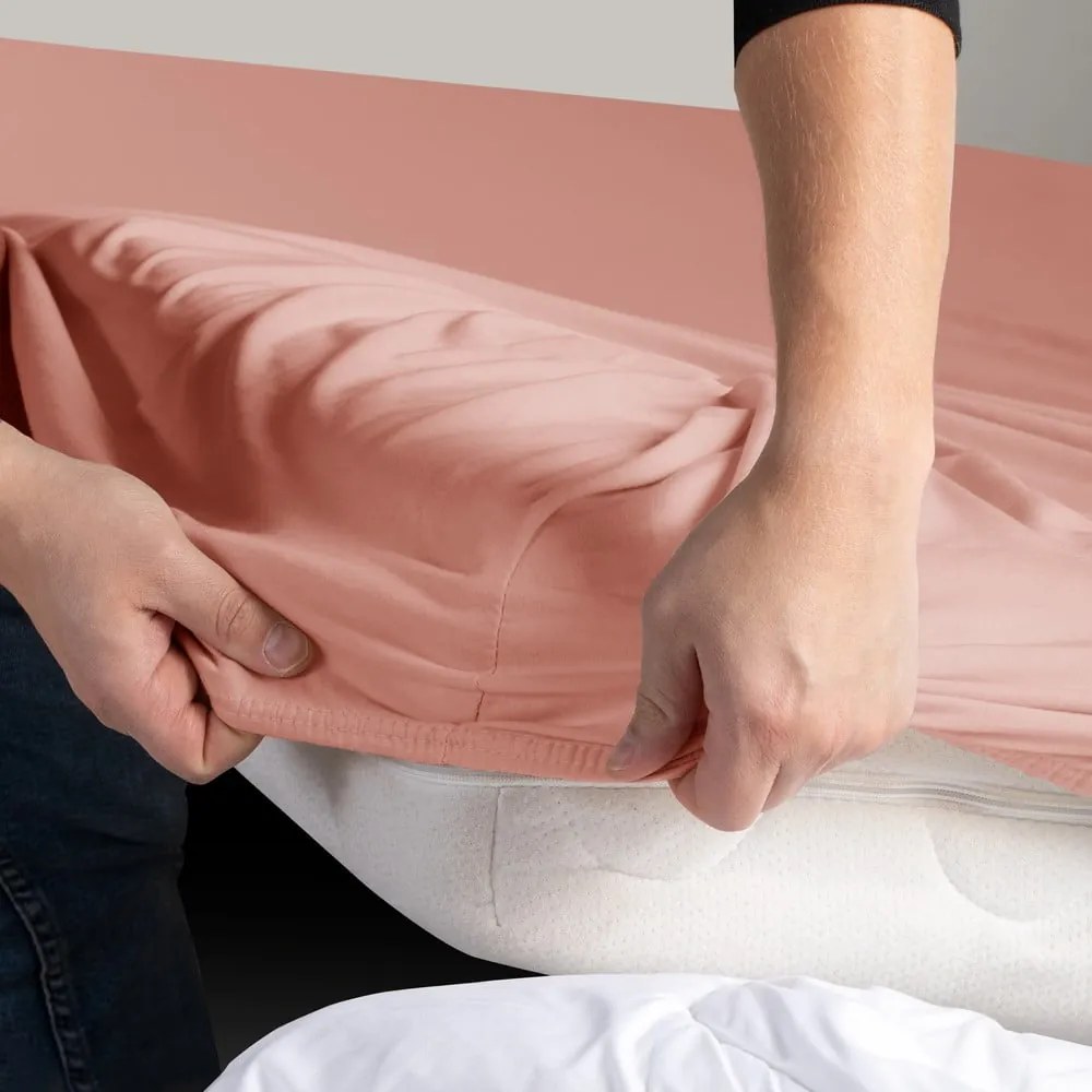 Lenzuolo con angoli color pesca in jersey 240x220 cm Amber – Restilo