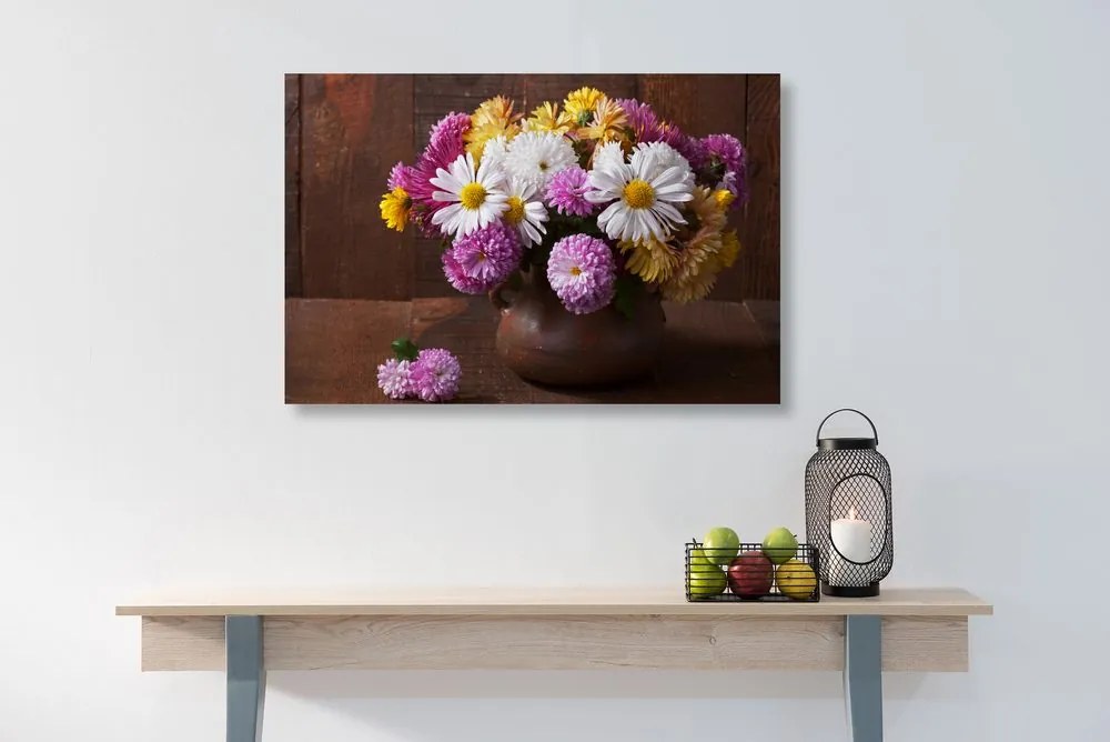 Quadro su tela – Natura morta con crisantemi autunnali