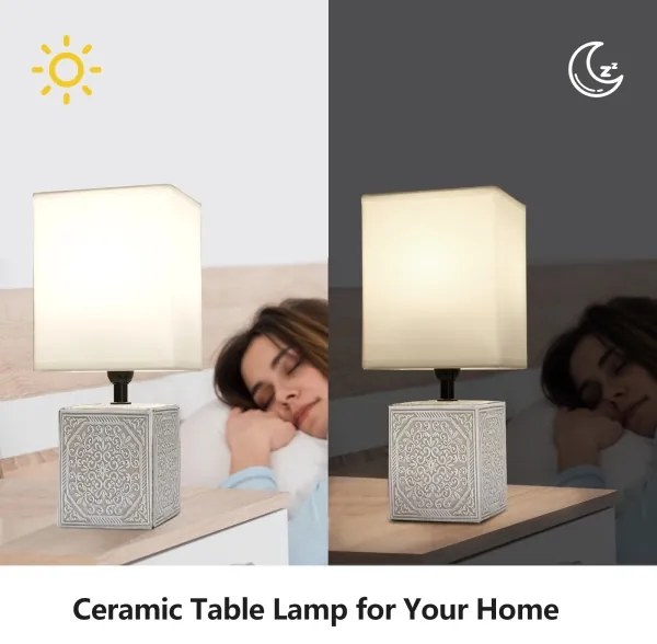 Aigostar - Lampada da tavolo 1xE14/40W/230V grigio/bianco