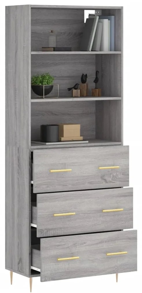 Credenza grigio sonoma 69,5x34x180 cm in legno multistrato