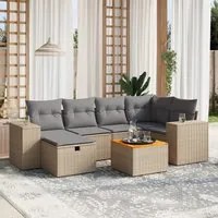 Set Divano da Giardino 7 pz con Cuscini Beige Misto Polyrattan 3265175