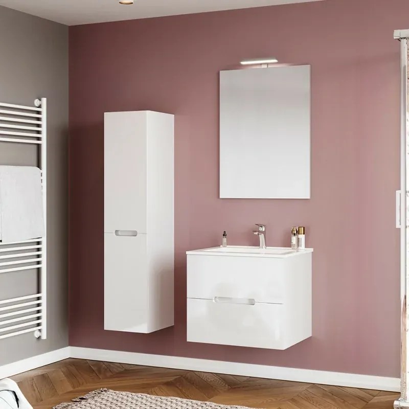 Pensile bagno sospeso bianco lucido con ante soft-close H 140 Eva