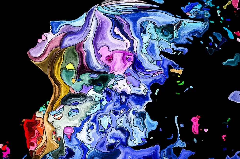 Carta da parati – Silhouette colorata del volto femminile