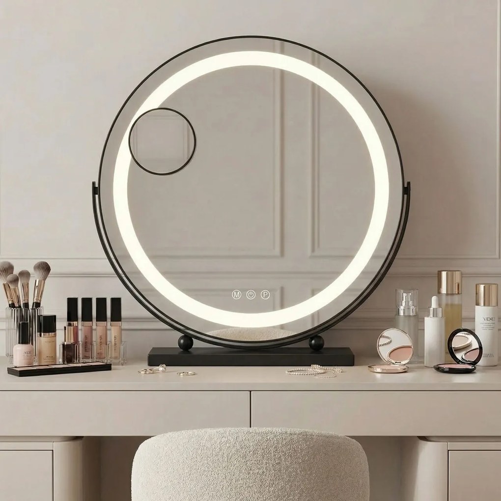 Specchio cosmetico LED MAKE-UP Black – Ø40 cm