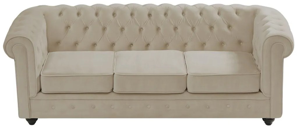 Divano 3 posti in Velluto Beige - CHESTERFIELD