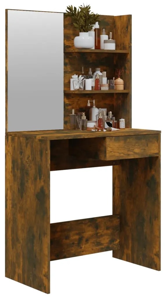 Toeletta con specchio rovere fumo 74,5x40x141 cm