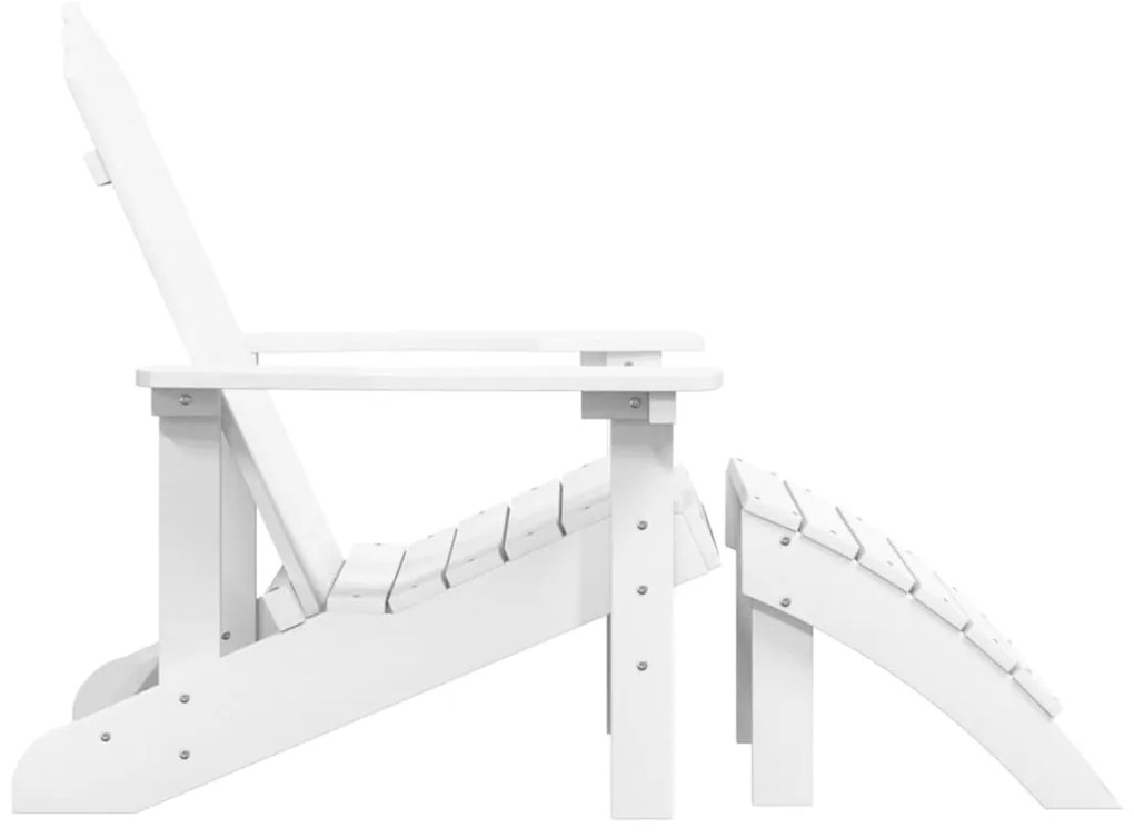 Sedia da giardino adirondack con poggiapiedi bianca hdpe