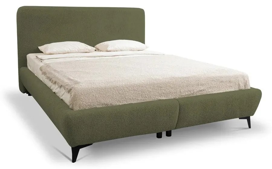 Letto matrimoniale imbottito verde con contenitore con rete inclusa 160x200 cm Makapu – Makamii