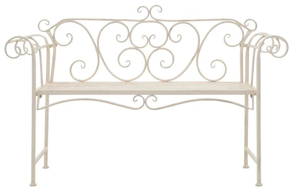 Panchina da giardino 132 cm in metallo bianco anticato