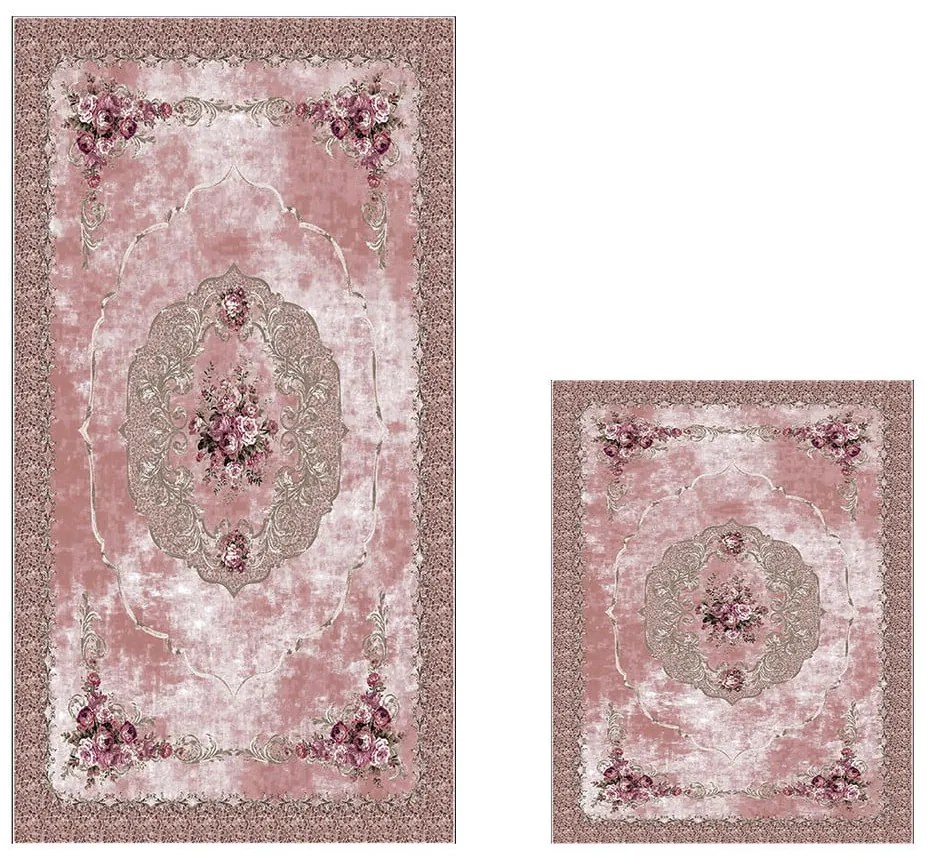 Set di tappetini per il bagno rosa 2 pz 60x100 cm – Foutastic