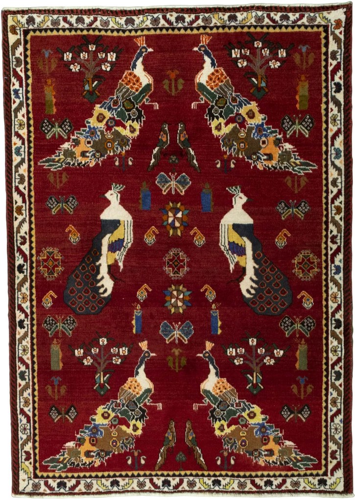 Gabbeh Tappeto 120x160 Rosso (Iran) Annodato A Mano