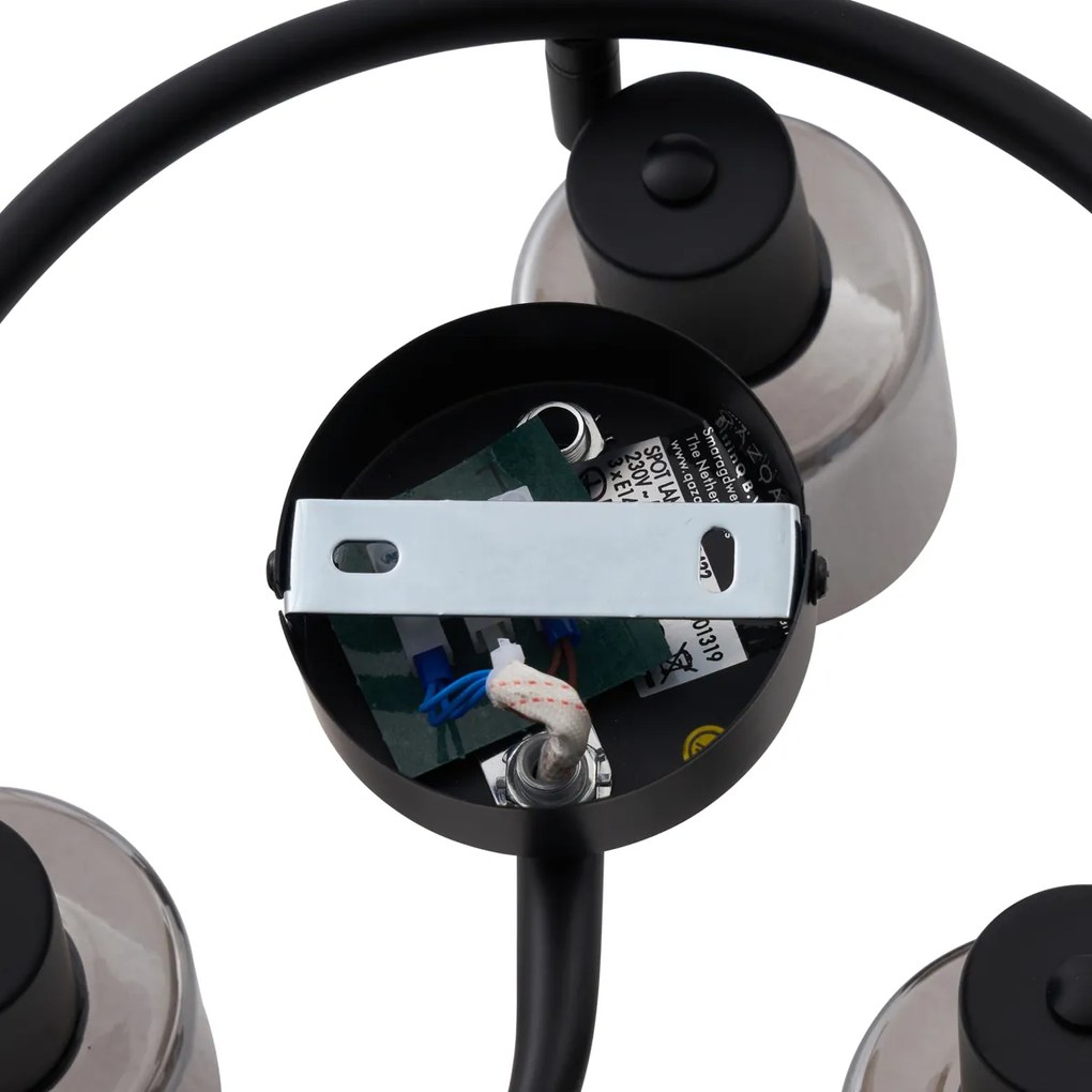 Plafoniera Moderna Nera con Vetro Fumé a Spirale 3 Luci - Cilin