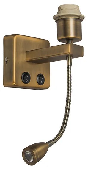 Lampada da parete bronzo con braccio di lettura incl. LED - Brescia Combi