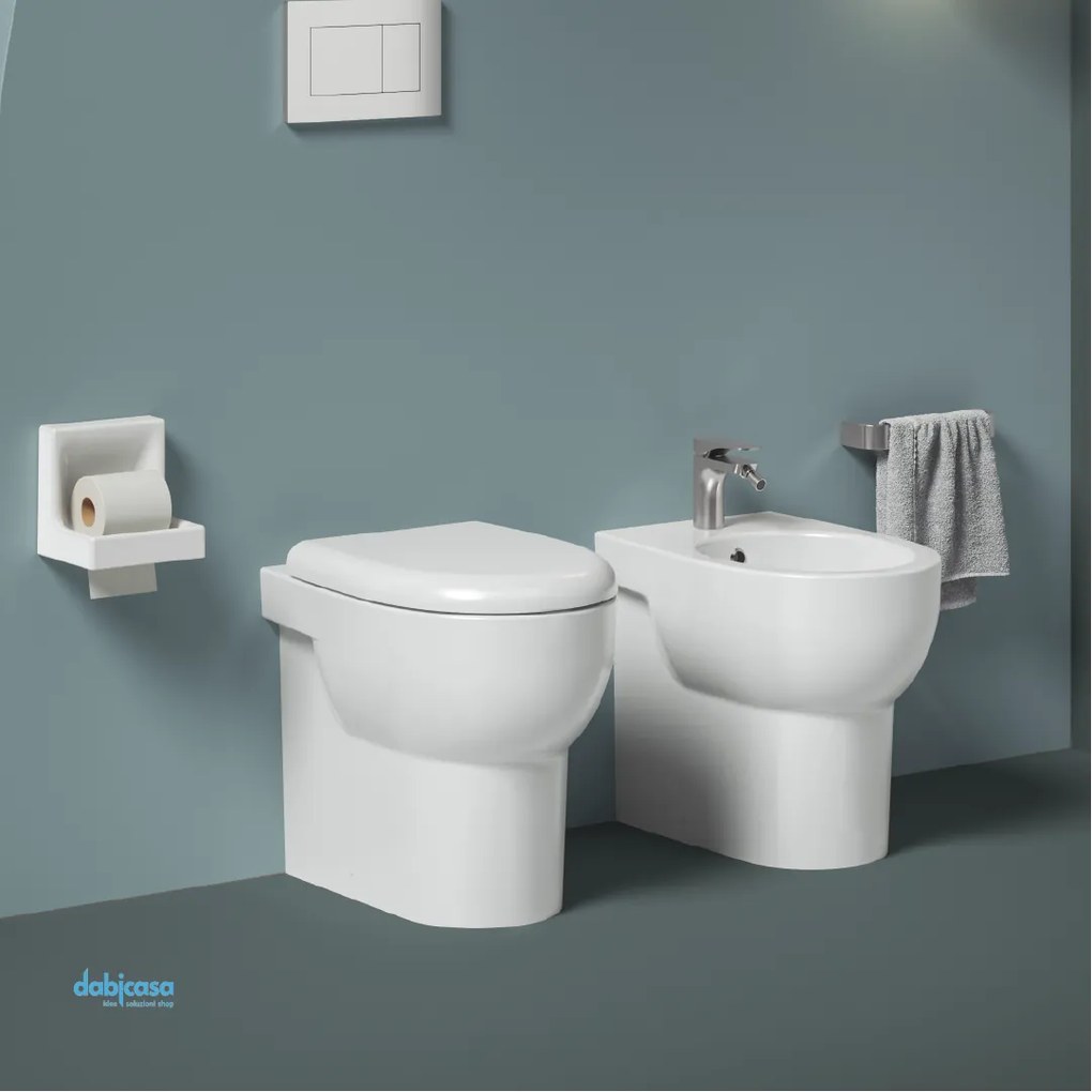 The ArtCeram "Smarty 2.0" Coppia Di Sanitari Terra FiloMuro Bianco Lucido Senza Brida