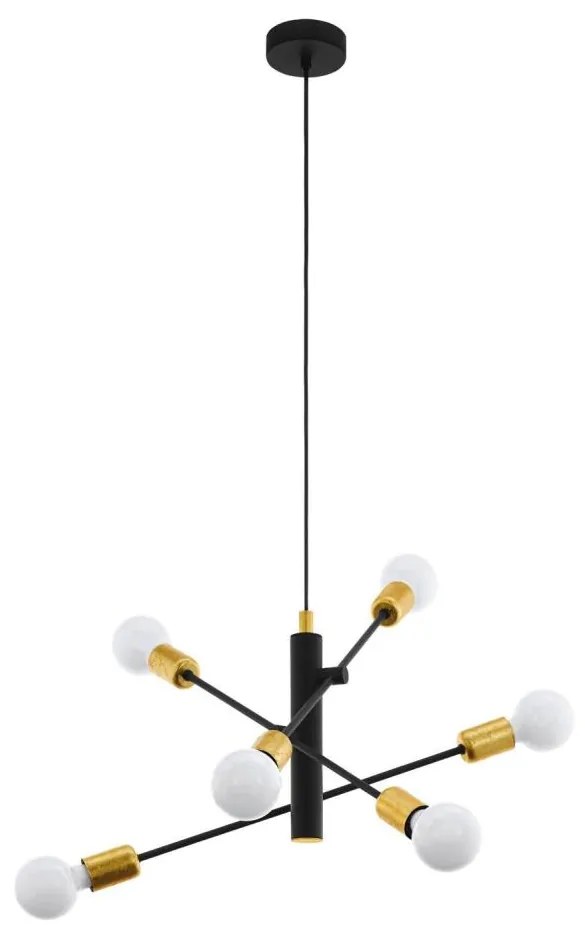 Eglo 79453 - Lampadario a sospensione con filo SAN ROBERTO 6xE27/60W/230V nero/oro