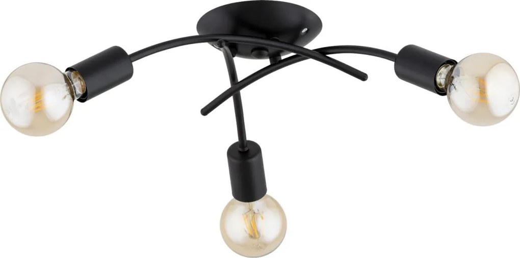 Plafoniera TORIZO 3xE27/15W/230V nera