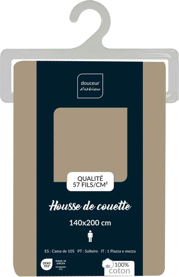 Biancheria in cotone marrone chiaro per letto singolo 140x200 cm Lina - douceur d'intérieur