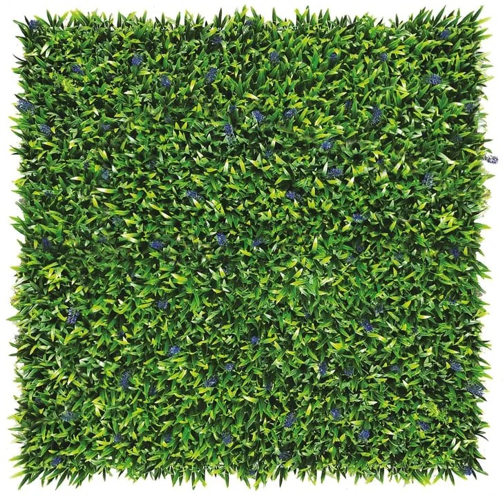 Parete verde artificiale Liriope Divy 3D in polietilene, verde e viola H 1 m x L 1 m